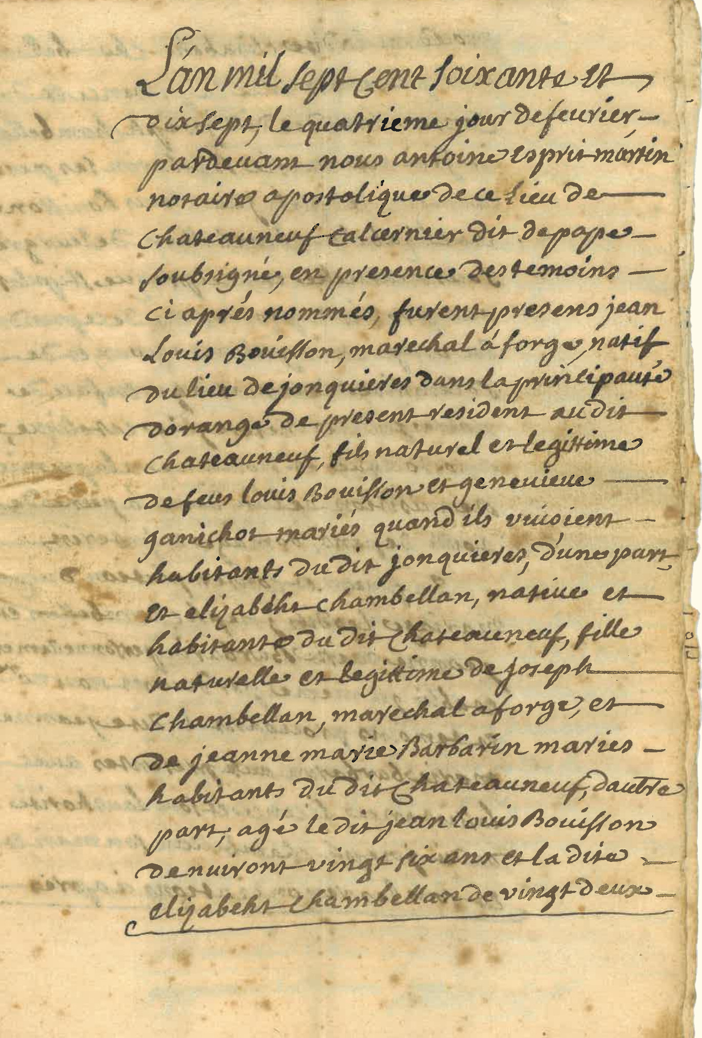 1777 marriage contract Boisson / Chambellan